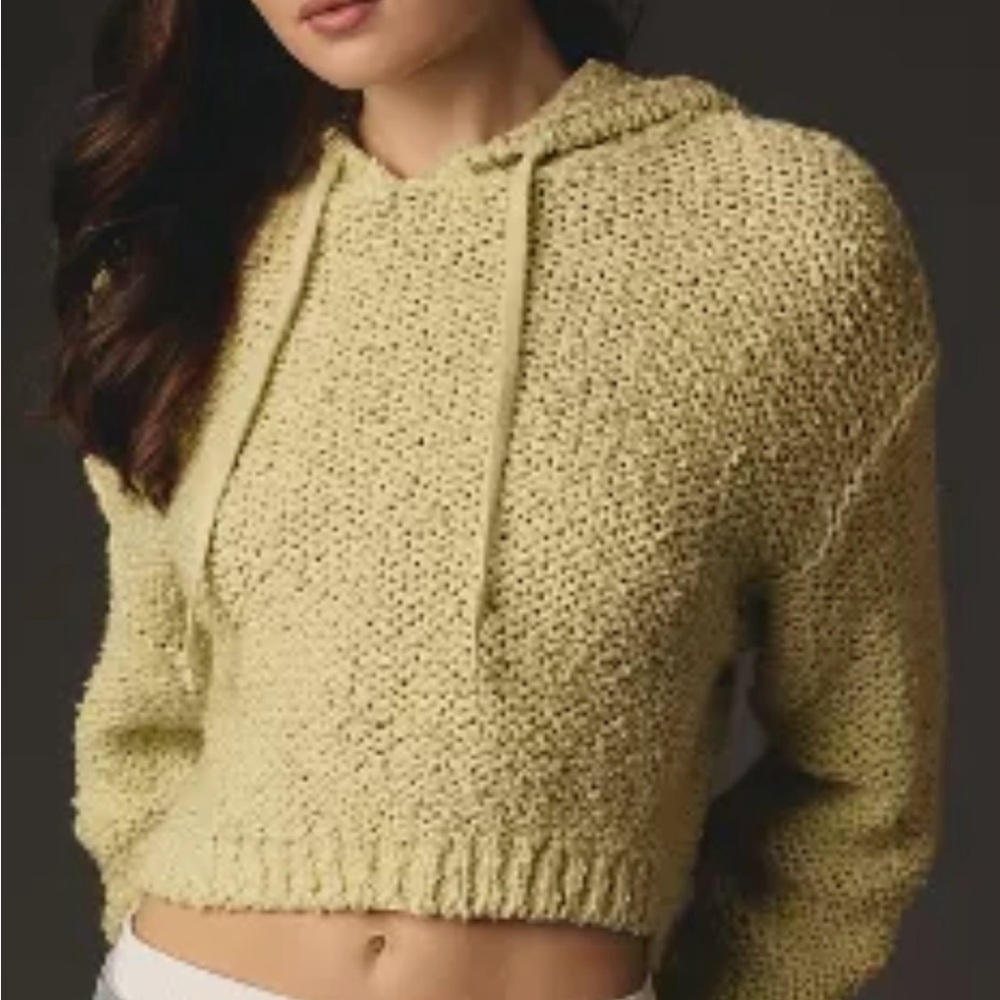 Chunky Knit hooded Sweater in Light Green Pilcro Anthropologie size small